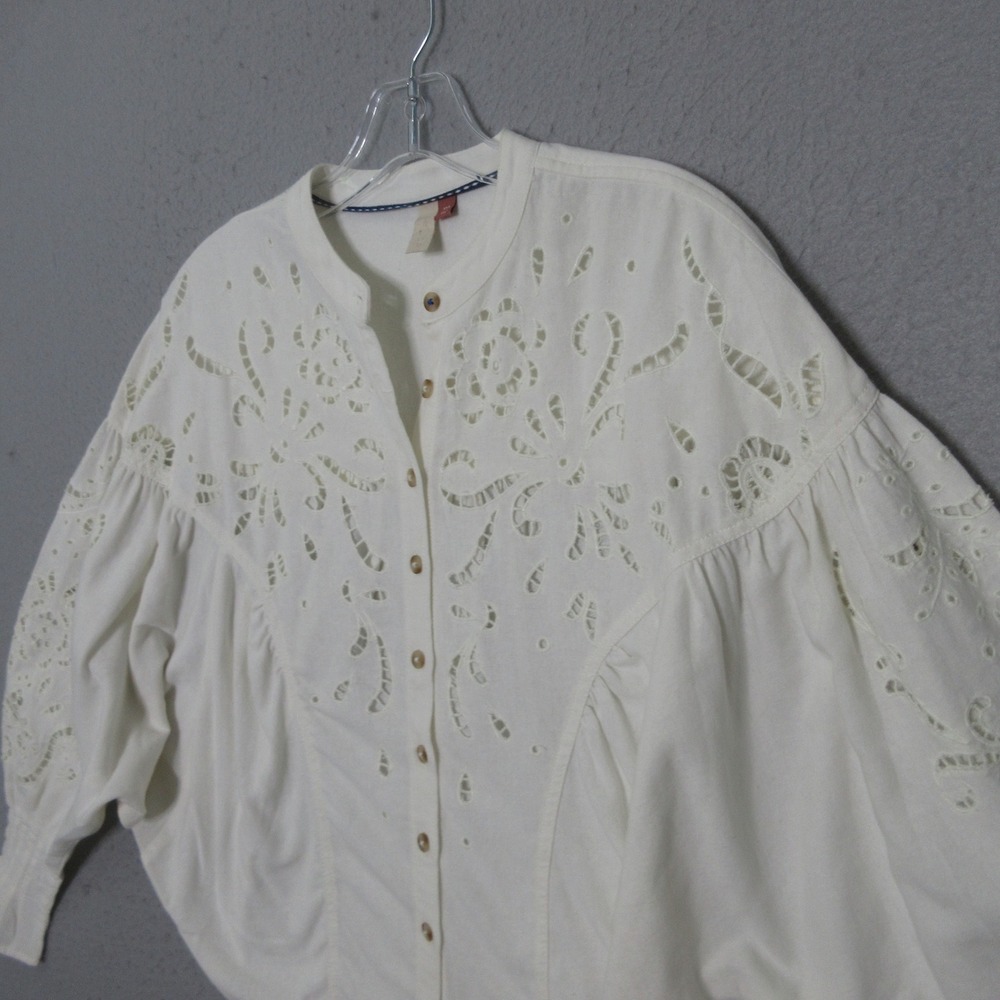 Pilcro Top Eyelet Embroidered Oversized Cottage Core Peasant Victorian Boho READ